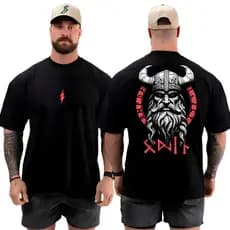 Camiseta Masculina Odin Fitness Algodão Conforto para Academia + Estilo Casual Streetwear