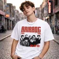 Camiseta BTS World Tour Arirang Kpop 2026 Feminina Masculina Camisa Algodão Premium