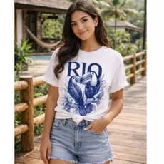 Camiseta Feminina Algodão Tropical Brasil Amazônia Estampada RIO