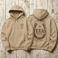 Moletom Canguru Unissex Estampado Texas Country Capuz Flanelado Algodão Blusa Casual Look Inverno