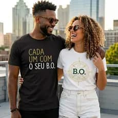 Conjunto Kit Casal Namorados 2 camisetas Estampadas Algodão Premium "Cada Um Com Seu B.O" Promoção
