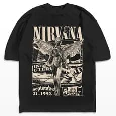 Camiseta Rock Nirvana 1993 Vintage Banda Rock Streetwear Camisa Unissex Algodão