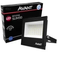 Refletor Avant Led Slim 50w Bivolt Automático 6500k Branco Frio Original