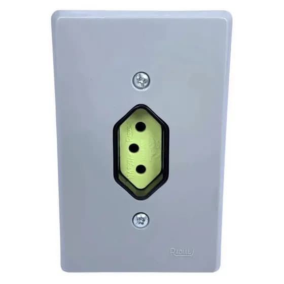 Tomada original 20a 3 Pinos Com Placa Linha Prata Radial 2p+t
