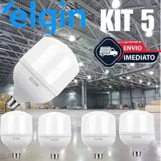 Kit 5 Lâmpada Super Bulbo Alta Potência Led 50w 6500k Elgin Lâmpadas LED Alta Potência  6500k
