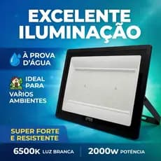 Refletor LED 200W Alta Potência Bivolt Prova D'Água IP66 Uso Externo Branco Frio Super Forte Econômico Profissional