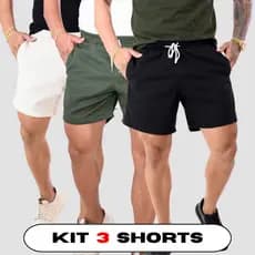Kit 3 Short Linho Masculina Bermuda Mauricinho Sarja Linha Premium