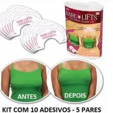 Kit 10 Unidades (5 Pares) Fita Sutiã Adesivo Levanta Seios Invisível Elevador do Peito Bare Lifts