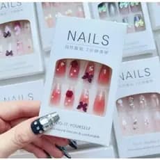 G GUAN  C/Cola Postiça Decorada Glitter Bailarina Quadrada Amendoada Francesinha Pintada Unha