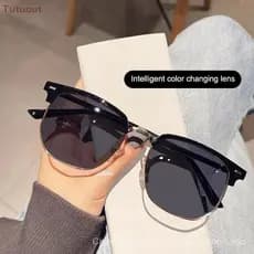 Óculos de Sol Fotocromáticos Anti-Luz Azul de Meia-Armação Elegantes para Proteção dos Olhos Femininos BR