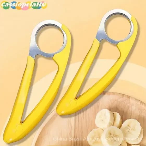 Cortador de banana em aço inoxidável, divisor de frutas, cortador de presunto e salsicha, utensílio de corte.