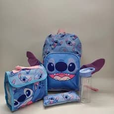 Conjunto de mochila escolar de estudante, mochila de desenho animado, lancheira, estojo de lápis, copo de água, conjunto