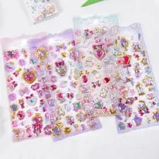 Amor vale Gem adesivos menina coração unicórnio varinha colorida dos desenhos animados Photocard álbum de fotos decoraçã