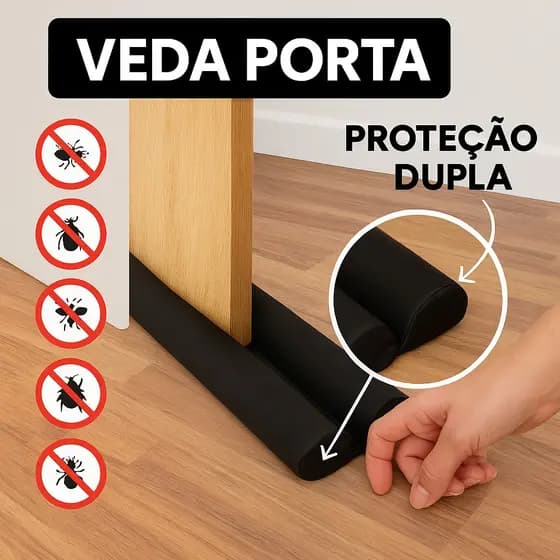 Veda Porta Rolinho Proteção Impermeável Anti Inseto e Poeira Dupla Preto