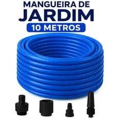 Mangueira Jardim Reforçada 10 Metros Lisa Flexivel Mangueiras Para Quintal Borracha Azul