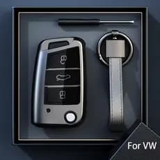 Capa de Chave Dobrável Cinza Titânio para Volkswagen VW Polo Golf 7 Passat Tiguan MK2 Beetle Ateca Caddy T5 C YBWI