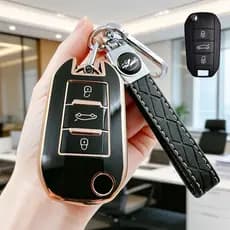Capa de Chave Dobrável com Chaveiro para PEUGEOT 208 301 308 408 508 2008 3008 4008 5008, Citroen C3 C4 C5 C6 C8 3JNB