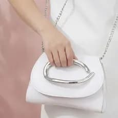 Bolsa Feminina Transversal Clucth Festas Metal Apoio Mãos