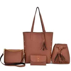 Kit Bolsa 4 Peças Ombro Tiracolo Prática Dia a Dia Lisa