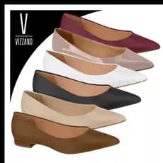 Sapatilha Vizzano Feminina Bico Fino Casual Salto Baixo Confortável Original Social Elegante