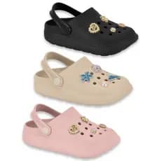 Babuche Infantil Molekinha Clog Com Enfeites Pins Removíveis Super Leve Eva Confortável Original