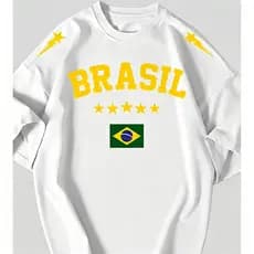 Camiseta Copa Brasil Seleção Estilo Streetwear 100% Algodão Premium