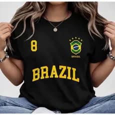 ⚽ Camiseta 100% algodão com "Brasil" e números de ídolos, para torcedores de verdade,versátil para jogos e o dia a dia