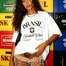 Camiseta Masculina Feminina Brasilcore Football Club Brasil Est 1914 Vintage Em 100% Algodão Estampa Premium