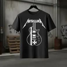 Camiseta 100 % Algodão Masculina Rock Guitarra Metallica