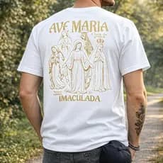 Camiseta Imaculada Ave Maria Nossa Senhora Cristã Fé Catolica 100% algodão