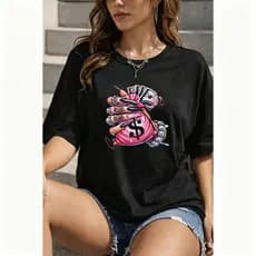 Camisa Feminina Básica Premium Algodão Gola Careca Super Confortável