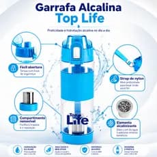 Garrafa Alcalina Top Life com Refil Trocável 3.000L Reutilizável Para Água Filtrada - 650ml