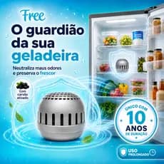 Desodorizador Geladeira FREE 10 Anos Elimina Odor Mofo Carvão Ativado Tecnologia USA Compacto