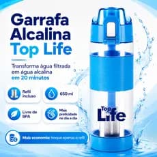 Garrafa Alcalina Top Life 650ml com Refil Trocável até 3.000L Para Água Filtrada
