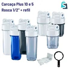 Filtro/Purificador Carcaça plus 10 e 5 com rosca 1/2 + refil e carbon block