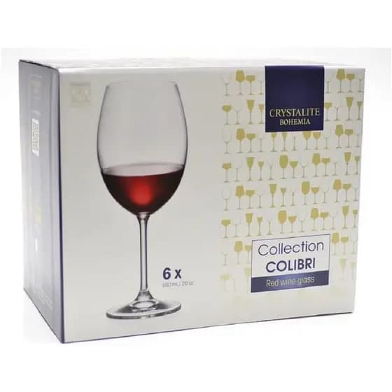 Jogo de 6 Taças para Água e Vinho Colibri 580ml Cristal Bohemia