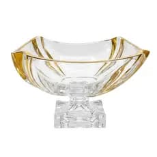 Centro de Mesa em Vidro Âmbar com pé  25cm para Decoração de Luxo