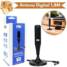 Antena Digital para TV 1,8m HD Interna Alta Sensibilidade Sinal Forte Fácil Instalação