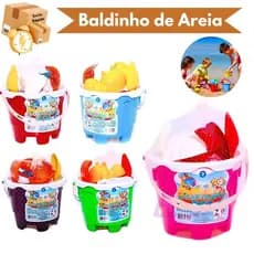 Kit Baldinho De Praia Infantil Com 6 Peças Brinquedo De Areia Castelo Pá Forminhas