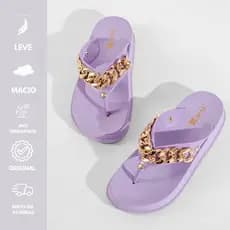 Chinelo Feminino Plataforma Corrente Dourada Confortável Leve Moda Blogueira