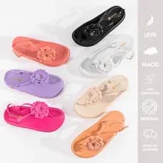 Sandália Feminina Plataforma Flor Confortável Leve Verão Moda Praia