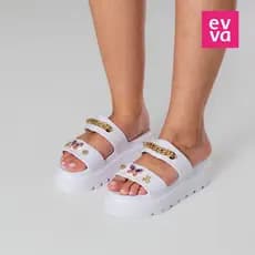 Chinelo Feminino Plataforma 2 Tiras com Pedrarias  Confortável, Elegante e Super Estiloso 100% EVA