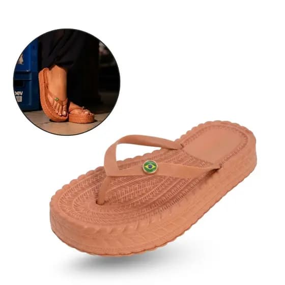 Chinelo Nuvem EVA Feminino Brasil Com Bandeira Confortável tipo nuvem plataforma copa do mundo