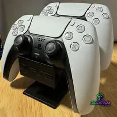 Suporte Duplo p/ 2 Controles PS5 PS4 Base Gamer Dupla Dualsense Dualshock de Mesa