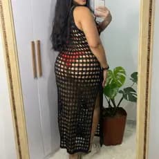 Vestido Longo Saida de Praia Com Fenda Lateral em Tricot Crochê Rendado Moda Praia Piscina Verão