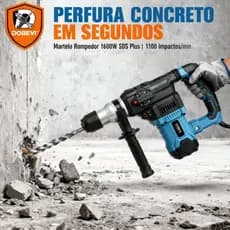 Martelo Rompedor 1600W SDS Plus – Perfuração e Demolição de Concreto, Alta Potência Dobevi