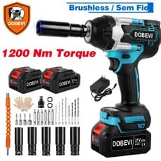 Chave de Impacto Brushless  1200N.m - 3 em 1 | Com Jogo de Soquetes | Sem Fio +2 Baterias  DOBEVI