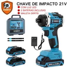 Kit Parafusadeira de Impacto 21V  Com Luz LED, 2 Baterias, Maleta e Acessórios, Ideal para Casa e DIY |DOBEVI