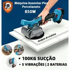 Máquina de Assentar Piso Porcelanato 850W Ventosa 100kg 5 Marchas 2 Baterias Cerâmica DOBEVI