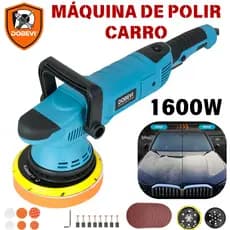 Máquina De Polir Carro 1600W | Politriz Automotiva Profissional Roto Orbital 15mm | 7 Velocidades | Kit Boinas DOBEVI